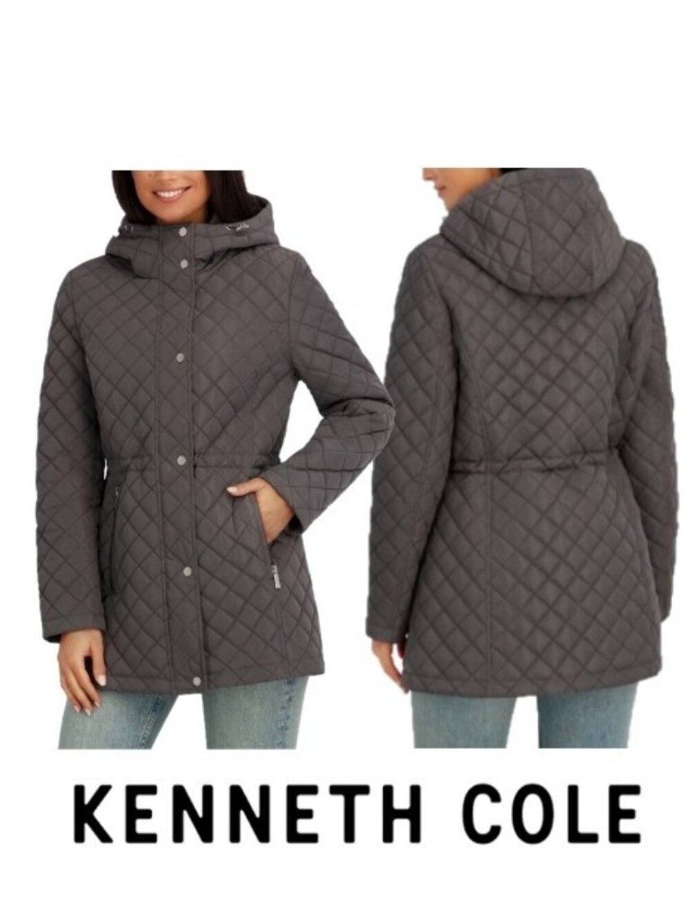 NWT Kenneth Cole Women's Quilted Jacket, Gray